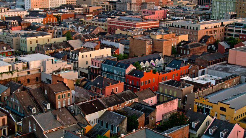 Aerial Shot Of French Quarter Rooftops In New Orleans