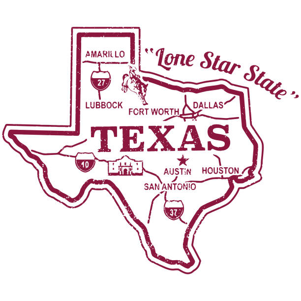 Retro Texas Travel Stamp